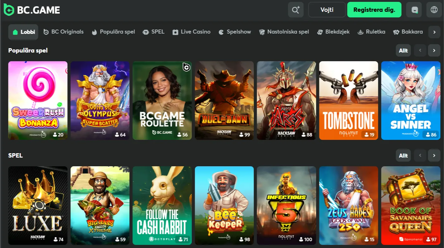 Bästa slots som finns hos valfritt crypto casino utan licens