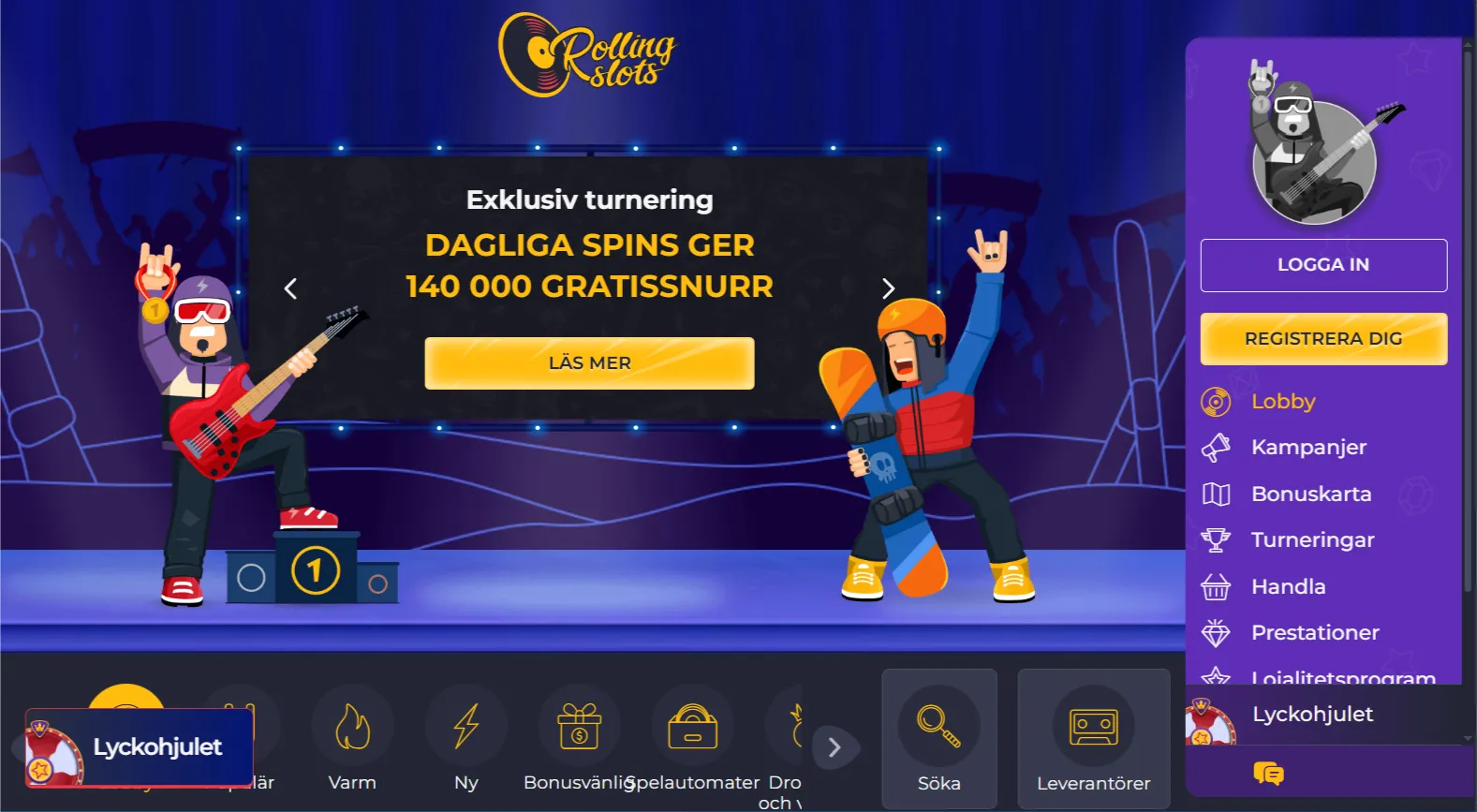 Rolling Slots – häng med på lyckans hitlista med 37 000 SEK + 570 FS